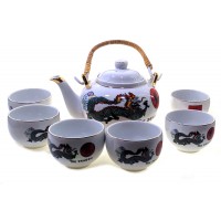 Сервиз фарфор (TSR6017-5) 1 чайник+6 чашек Дракон (200/800 мл, чашка/чайник)