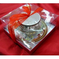 Чашка+блюдце фарфор (210 мл)(ACS76) Живопись (h-6см, d-чашки - 8см, d-блюдца - 14см)