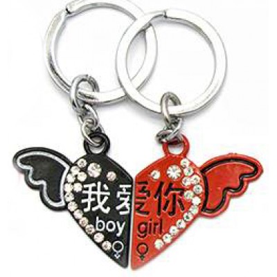 Брелоки для влюбленных (Q) Сердечко с крылышками черный-красный Брелоки для влюбленных (Q) Сердечко с крылышками черный-красный