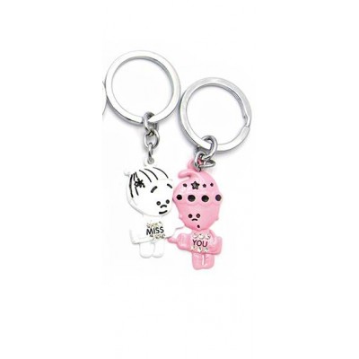 Брелоки для влюбленных (Q) Мальчик и девочка бело-розовые