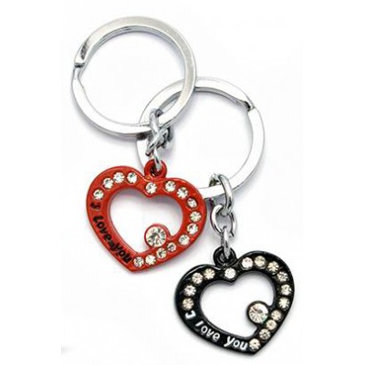 Брелоки для влюбленных (Q) Сердечки черно-красные