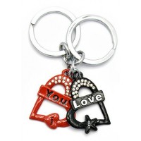 Брелоки для влюбленных (Q) Сердечки красно-черные
