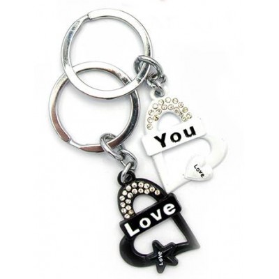 Брелоки для влюбленных (Q) Сердечки черно-белые