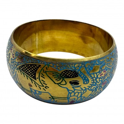 Браслет бронзовый с эмалью и гравировкой Слоны синий (d-7,8 ; 6,5. h-3 см) Браслет бронзовый с эмалью и гравировкой Слоны синий (d-7,8 ; 6,5. h-3 см)