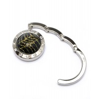 Сумкодержатель для женской сумочки Кристалл черно золотой со стразами