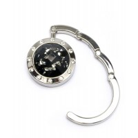 Сумкодержатель для женской сумочки Кристалл черно-зеленый со стразами