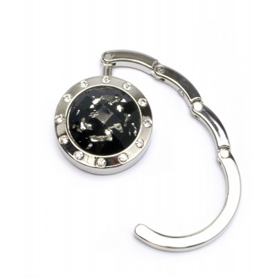 Сумкодержатель для женской сумочки Кристалл черно-зеленый со стразами