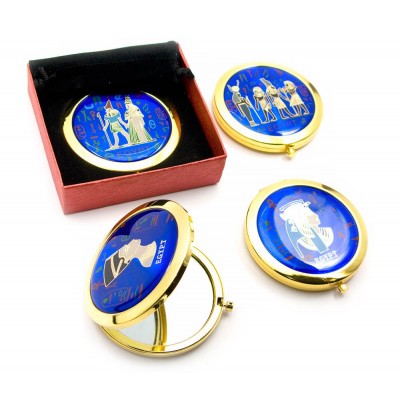 Зеркальце косметическое "Египет"  золото (d-7 см)(в коробке + чехольчик) код 23947