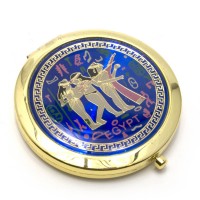 Зеркальце косметическое Египет  золото (d-7 см)(в коробке + чехольчик)