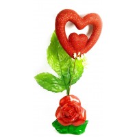 Ваза роза керамическая с сердечком (22х9х5,5 см)B