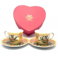 Сервиз фарфор (2HE111-8) 2 чашки +2 блюдца Девушка (160мл)(h-6см,d-8см,d блюдца 14 см)