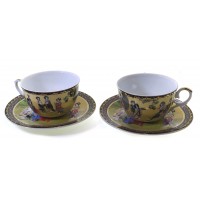 Сервиз фарфор (2JBS70) 2 чашки +2 блюдца Девушки (210 мл)(h-6см,d-10см,d блюдца-15 см)