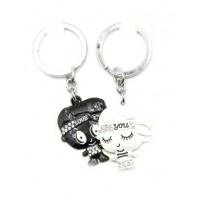 Брелоки  для влюбленных (Q) Мальчик с девочкой черно-белые