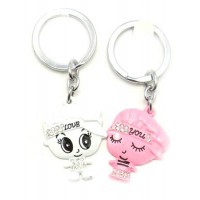 Брелоки  для влюбленных (Q) Мальчик с девочкой бело-розовые