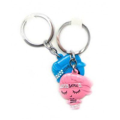 Брелоки для влюбленных (Q) Мальчик с девочкой сине-розовые Брелоки для влюбленных (Q) Мальчик с девочкой сине-розовые