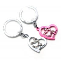Брелоки  для влюбленных (Q) Сердечки бело-розовые