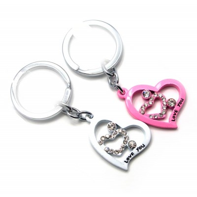 Брелоки для влюбленных (Q) Сердечки бело-розовые Брелоки для влюбленных (Q) Сердечки бело-розовые