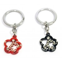 Брелоки  для влюбленных (Q) Цветочки черно-красные