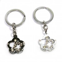 Брелоки  для влюбленных (Q) Цветочки бело-черные