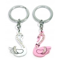 Брелоки  для влюбленных (Q) Лебеди бело-розовые
