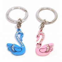 Брелоки  для влюбленных (Q) Лебеди розово-синие