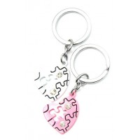 Брелоки  для влюбленных (Q) Сердца (72) белый-розовый