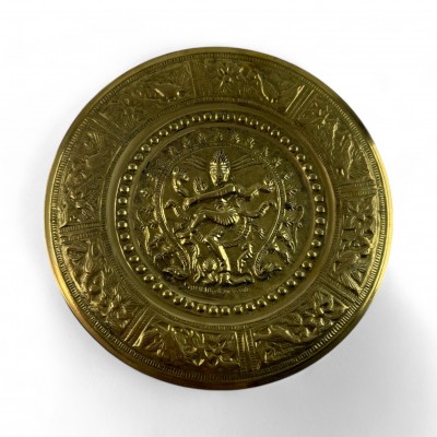 Тарелка настенная бронзовая "Танцующий Шива" (d-18,5 см)(Wall Plate Natraj 8") код 24722