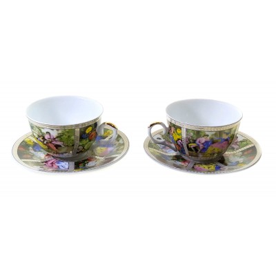 Сервиз фарфор (2JBS138) 2 чашки +2 блюдца (16 шт. в ящ.) код 24774