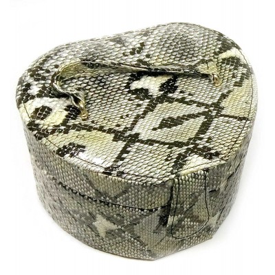 Шкатулка  для украшений змеиная кожа Сердцечерно-серая (13х15х10 см)