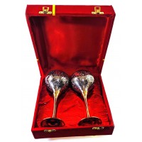 Бокалы бронзовые посеребренные (н-р 2 шт/190мл.)h-17 см(27х20х8,5см)