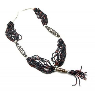 Бусы из бисера с костянными вставками код 25903