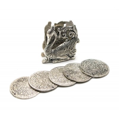 Подстаканники "Лебедь " (н-р 6 шт) металл (9х8,5х4,5 см)(Непал) код 25923