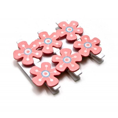 Украшалочки "Цветочки" прищепка дерево (н-р 6 шт) ЦЕНА ЗА НАБОР код 26025