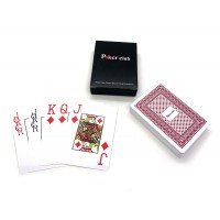 Карты игральные пластиковые красная рубашка (POKER CLUB)(9,2х6,5х2 см)