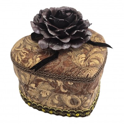 Шкатулка ткань Сердце (14,5х13,5х13 см)