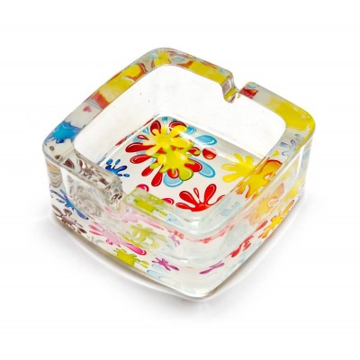 Пепельница стеклянная квадратная (9,5х9,5х4 см)(G09) код 26390