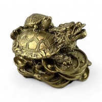 Черепаха-дракон Биси каменная крошка бронзовый (7х6х5,5см)