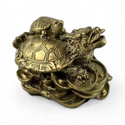 Черепаха-дракон Биси каменная крошка бронзовый (7х6х5,5см)