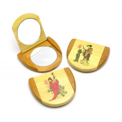 Зеркальце косметическое бамбуковое (8х7х1,5 см) код 26929