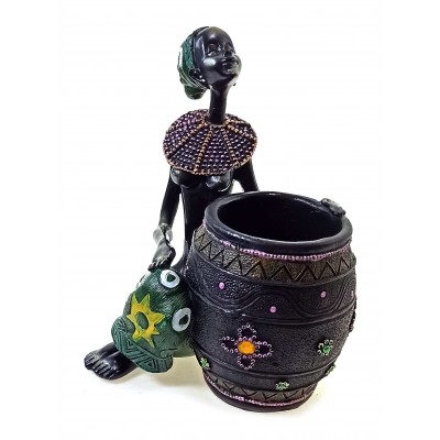 Африканка с корзиной, подставка под ручки (16х12,5х9см)D