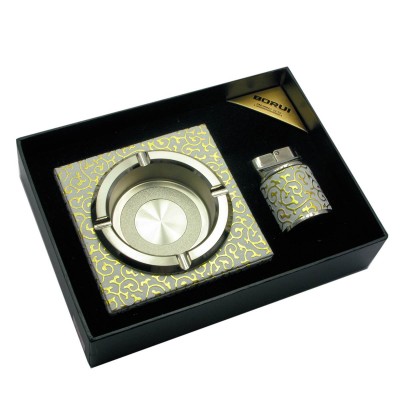 Подарочный набор (Пепепельница с зажигалкой)(21х15,5х5 см)(BR-201T) код 27090