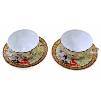 Сервиз фарфор (2JBS78) 2 чашки +2 блюдца Танцовщицы (210 мл)(h-6см,d-10см,d блюдца-15 см)