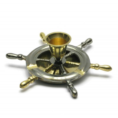 Подсвечник-пепельница "Штурвал" бронза (15х15х5 см)(Ashtray Wheel S) код 27387