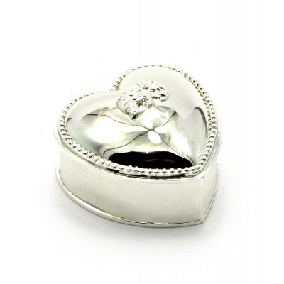 Шкатулка для украшений "Сердечко" (6х6х3 см)(2126LQ)"Серебро" код 27893
