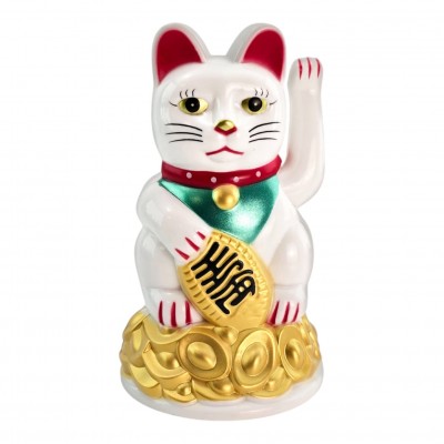 Кошка Манэки-нэко машущая лапой белая (11,2х6,7х6,7 см) Кошка Манэки-нэко машущая лапой белая (11,2х6,7х6,7 см)