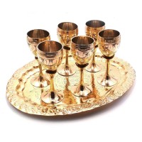 Рюмки бронзовые (н-р 6 шт./50мл.)(h-11,5 см поднос 30х21 см)