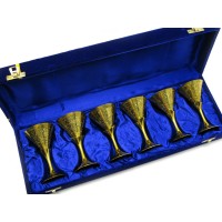 Рюмки бронзовые позолоченные(н-р 6 шт/50мл.)(h-11 см)(43х15х8 см)