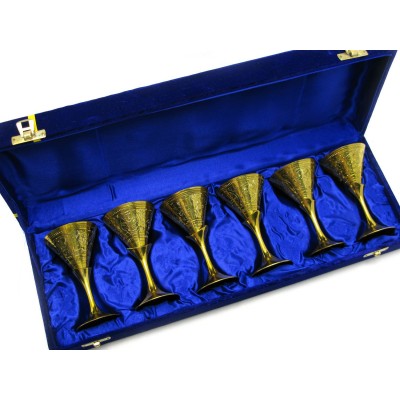 Рюмки бронзовые позолоченные(н-р 6 шт/50мл.)(h-11 см)(43х15х8 см)