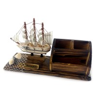 Модель парусника с подставкой для ручек и визиток (25,5х8х13,5 см)