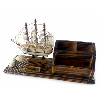 Модель парусника с подставкой для ручек и визиток (25,5х8х13,5 см)